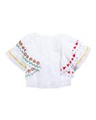 Lily Ruffle-trim Embroidered Top,