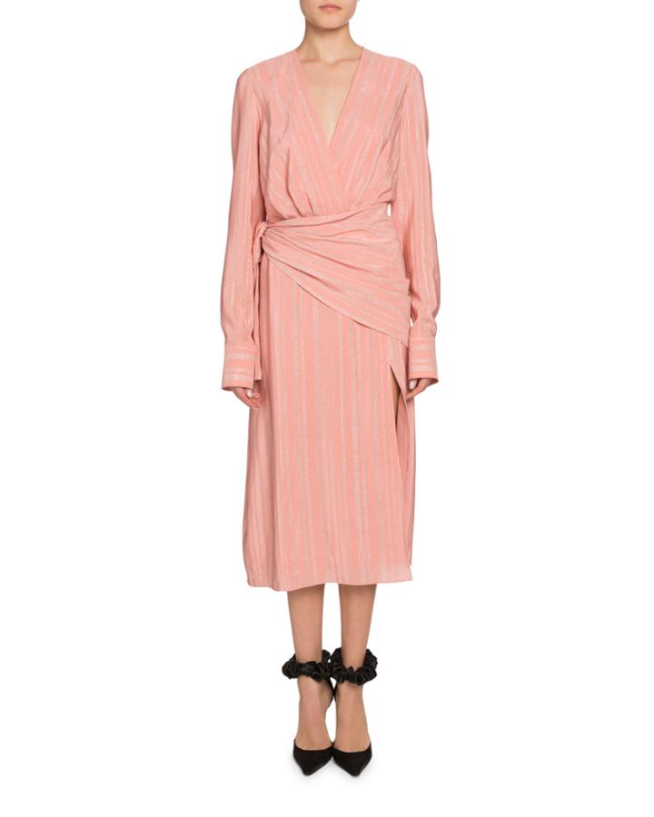 Sade Long-sleeve Striped Wrap-dress