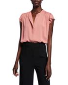 Flutter Cap-sleeve Shirred Yoke Georgette Top
