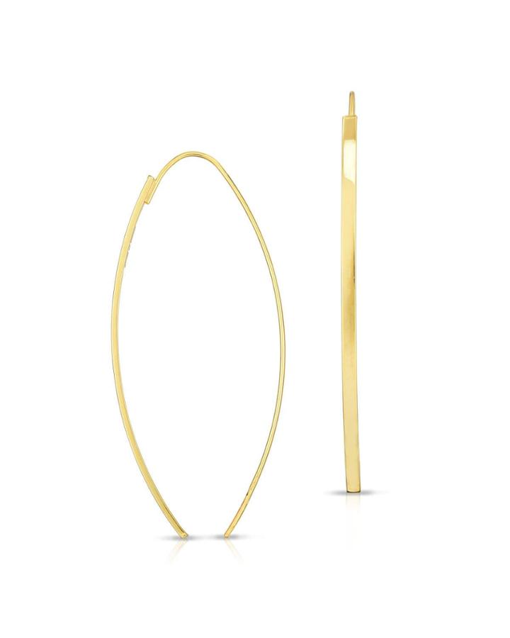 14k Italian Gold Crescent Hoop Earrings