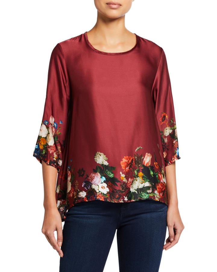 Border-print 3/4-sleeve