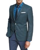 Mini-dot Textured Wool Sport Coat, Teal