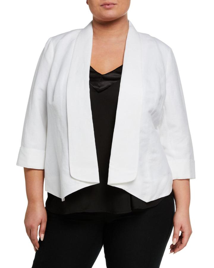 Plus Size Fly-away Cuff-sleeve Jacket