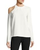 Bherock Cold-shoulder Long-sleeve Crepe Top