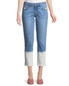 Mila Mid-rise Straight-leg Ankle Jeans With Bleached Hem