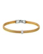Two-row Cable Bracelet W/ Diamond Pave, Gold