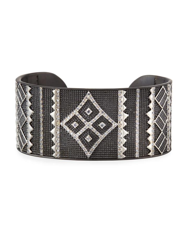 Contemporary Deco Cuff Bangle, Black
