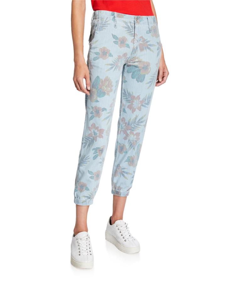 No Zip Misfit Floral Cropped Pants