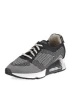 Lucky Leather-trim Knit Sneakers, Gray/multi