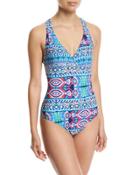 Global Perspective Crisscross-back Printed One-piece