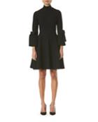 Turtleneck Bell-sleeve Knit Dress