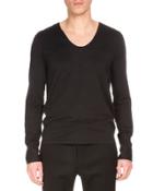 Long-sleeve V-neck T-shirt, Black