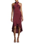Boswell Crossover Asymmetric Ruffled High-low Cocktail Dress