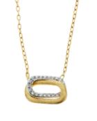 18k Two-tone Diamond Link Pendant Necklace