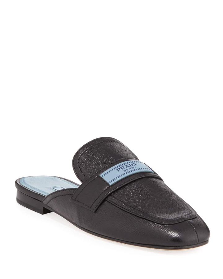 Leather 10mm Mule Loafers With