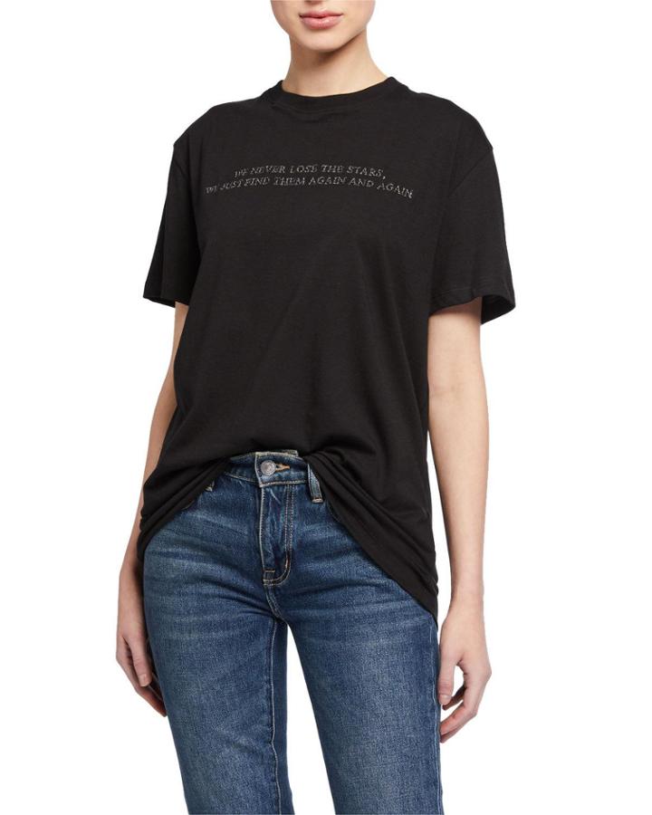 Poem Embroidered Short-sleeve Jersey T-shirt