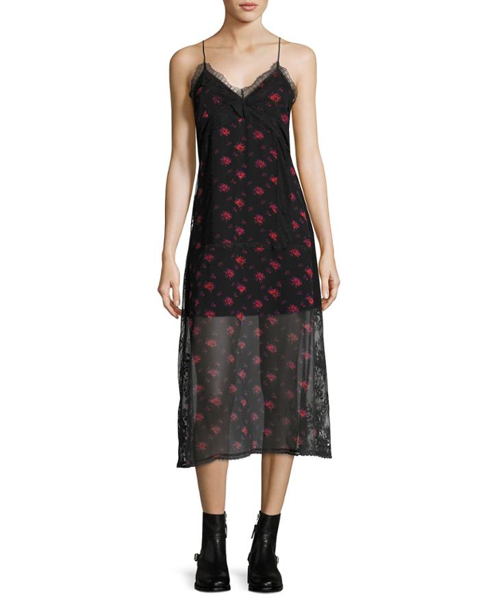 Decon Floral-print Chiffon Slip Dress W/