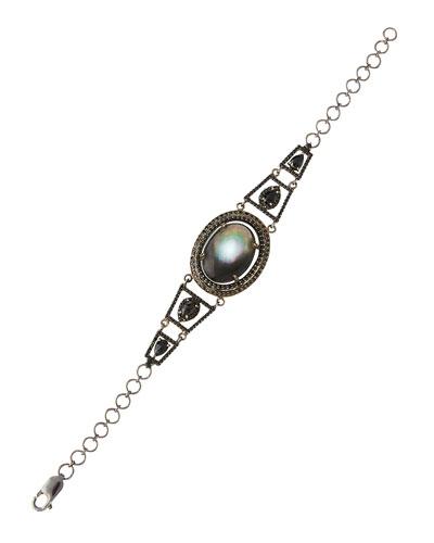 Black Spinel & Gray Mother-of-pearl Bracelet
