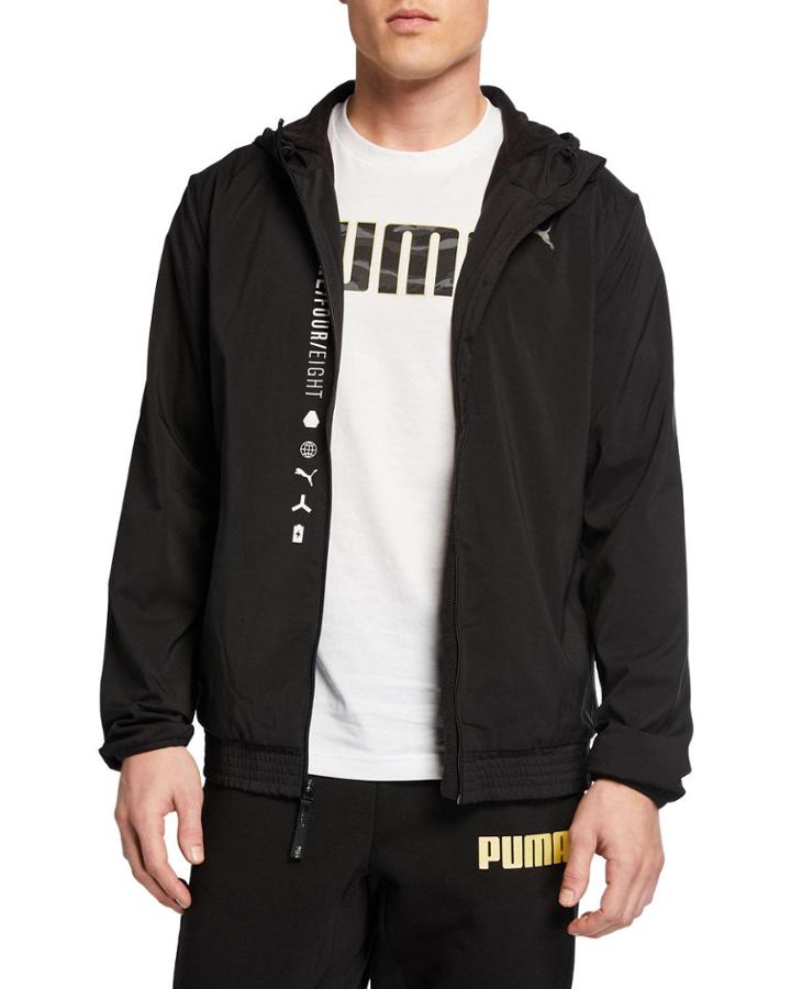 Energy Printed Zip-front Hooded Jacket