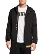 Energy Printed Zip-front Hooded Jacket