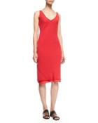 Bias-cut Layered Slip Dress, Bright Red