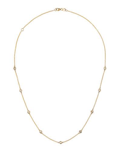 14k Yellow Gold By-the-yard Floating Diamond Station Necklace