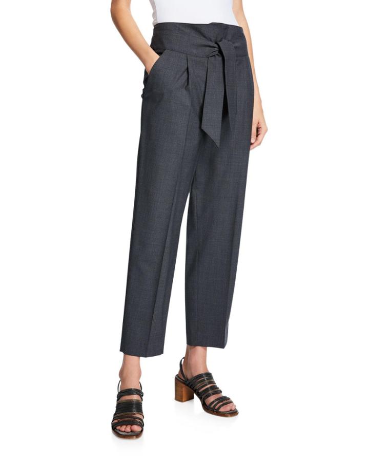 Tie-waist Lightweight Wool Pants