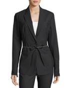 Belted Stretch-woven Jacket, Gray