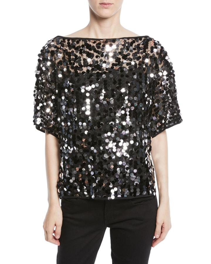 Sequin-embellished Dolman Top