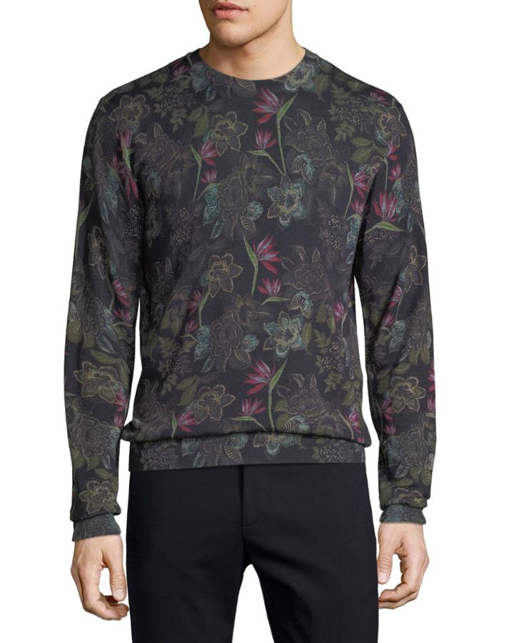 Men's Floral Wool-blend