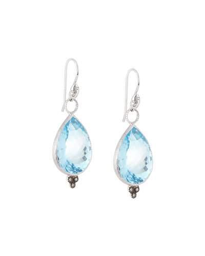 18k Large Pear Topaz & Diamond Dangle & Drop Earring Charms