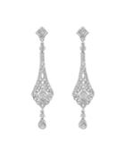 Large Long Art Deco Earrings With Peacock Tail Top
