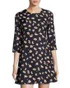 Hazy Days Floral-print Fit & Flare Dress, Blue