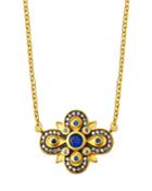East-west Clover Pendant Necklace, Blue