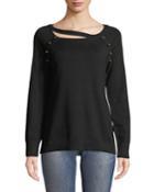 Beaded Cutout Boat-neck