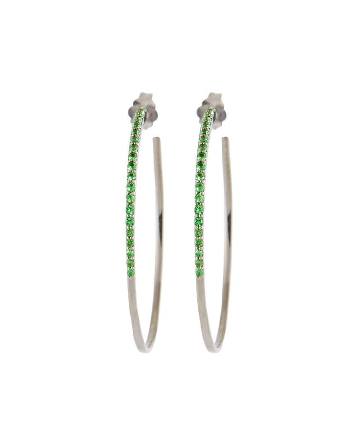 14k Electric Hoop Earrings, Tsavorite