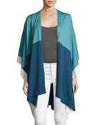 Lightweight Wool Colorblock Poncho