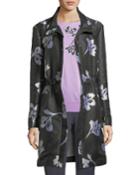 Falling Flower-print Jacquard Coat