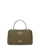 Borsa Quilted Faux-leather Top Handle Bag, Green