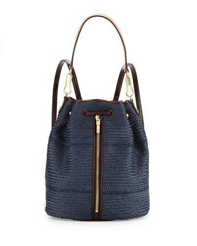 Cynnie Woven Drawstring Backpack, Indigo