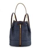 Cynnie Woven Drawstring Backpack, Indigo