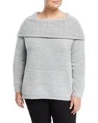Cowl-neck Kangaroo-pocket Sweater,