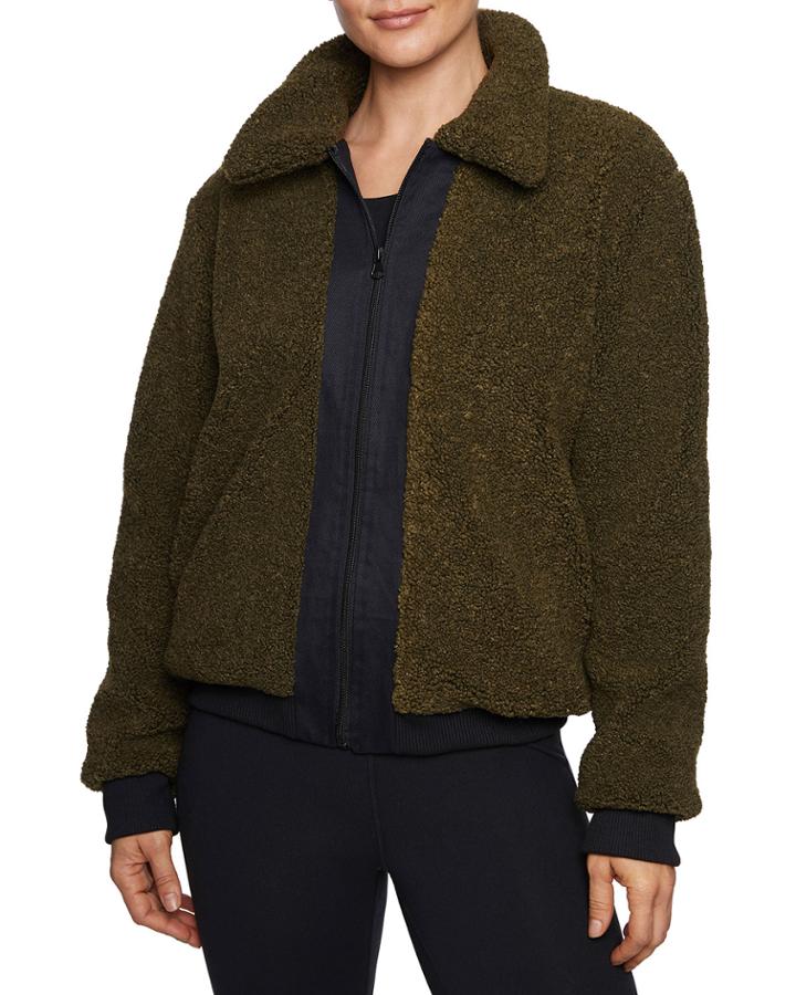 Faux Sherpa Contrast Trim Jacket