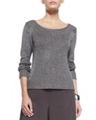 Eileen Fisher Metallic Sheen Sweater Top, Rye, Women's, Size: