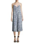 Sumatra Sleeveless Printed Cropped Romper, Indigo