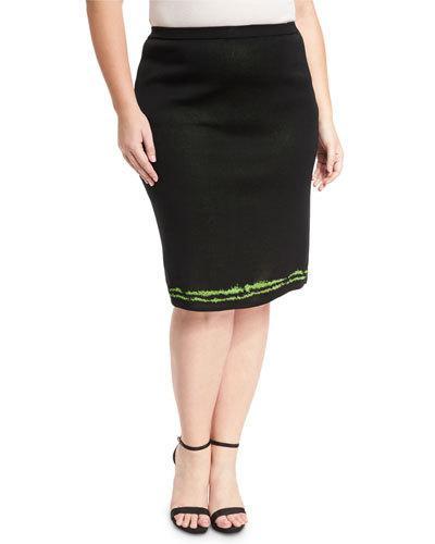 High-waist Stretch Pencil Skirt, Black,