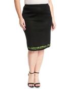 High-waist Stretch Pencil Skirt, Black,