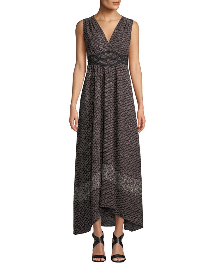 V-neck Sleeveless Geometric-print