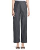 Side-tie Straight-leg Crinkle Cotton Pants