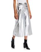 Metallic Wide-leg Cropped Pants
